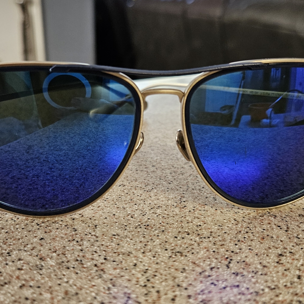 Maui Jim Fair Winds Polarized Titanium Sunglasses 554-17M display Silver/Blue